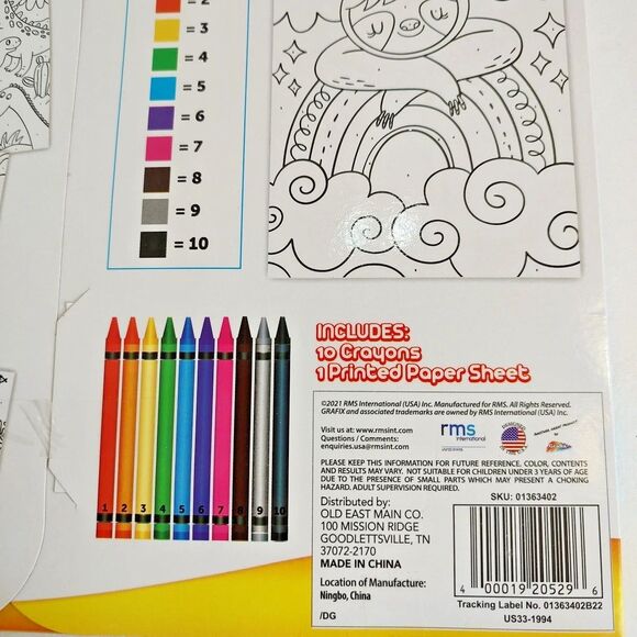 Grafix Crayon By Number 1 Printed Sheet 10 Crayons Learning Play Age 6+ Craft - Picture 9 of 9